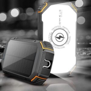 g motec 203a rugged wireless solar power bank with ultra bright led camping light & hook