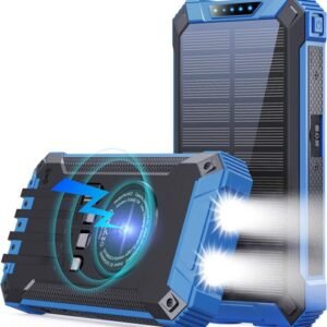 g motec 2101a rugged solar power bank with wireless charging, built in multi cables & dual flashlight