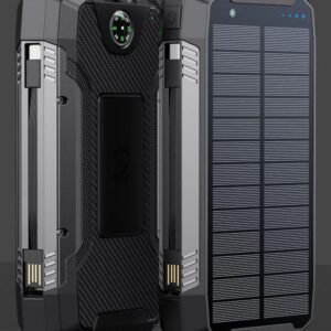 g motec 2103c tactical solar power bank with wireless charging, built in cables & compass