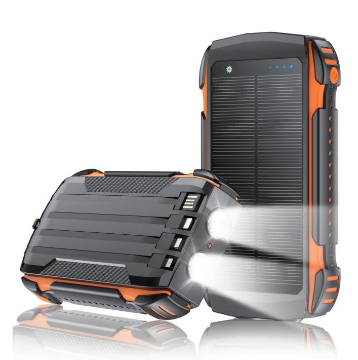 rugged outdoor solar power bank with built in charging cables & dual led flashlight rugged outdoor solar power bank with built in charging cables & dual led flashlight