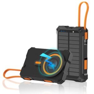 g motec 2404 rugged solar power bank with wireless charging pad & lanyard strap