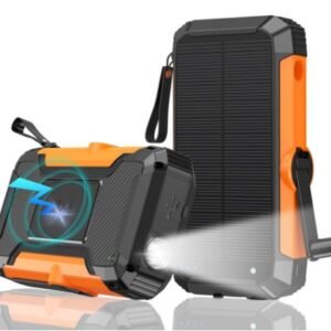 g motec 2501 rugged hand crank solar power bank with wireless charging & emergency flashlight