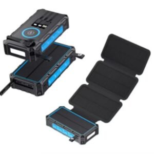 g motec 536x foldable solar power bank with 4 panels, built in cables & wireless charging