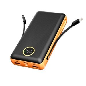 G-motec 619 Portable Fast Charging Power Bank with Built-in Dual Cables & Smart Circular LED Display