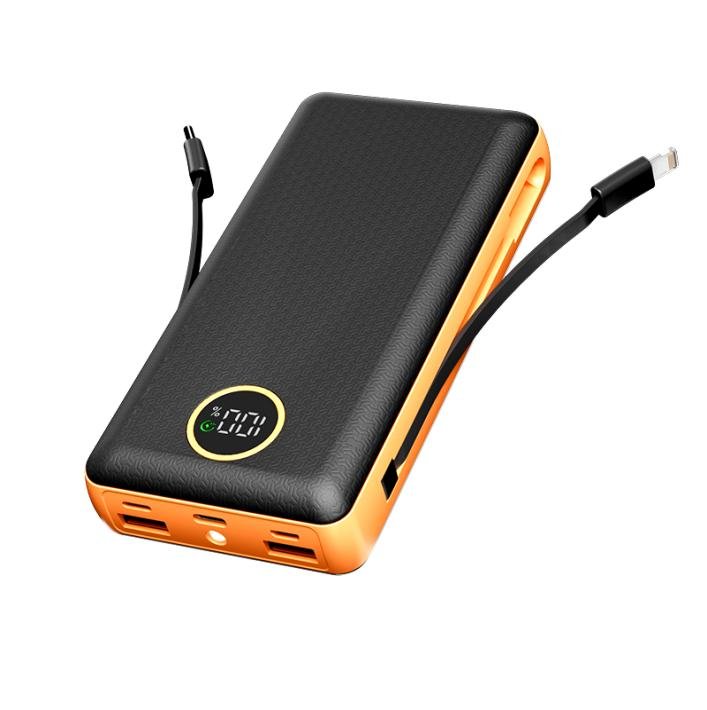 G-motec 619 Portable Fast Charging Power Bank with Built-in Dual Cables & Smart Circular LED Display