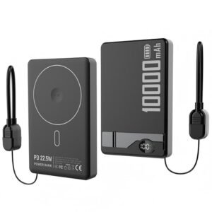 g motec a142 magnetic wireless power bank with lanyard cable & foldable stand