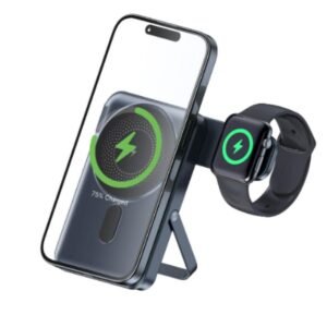 g motec ck801 2 in 1 magnetic wireless power bank with smartwatch charger & kickstand