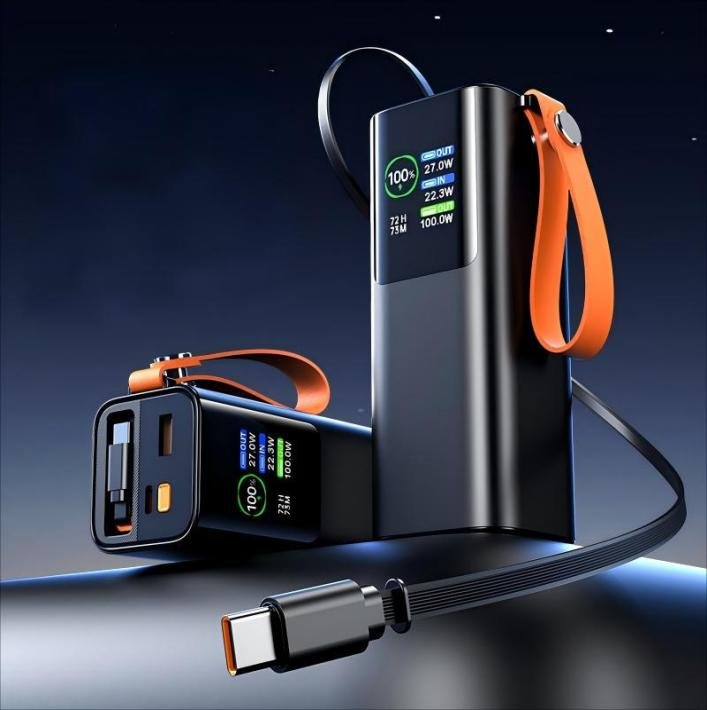 g motec m10tf 100w ultra fast charging power bank with smart color display & built in cable strap g motec m10tf 100w ultra fast charging power bank with smart color display & built in cable strap