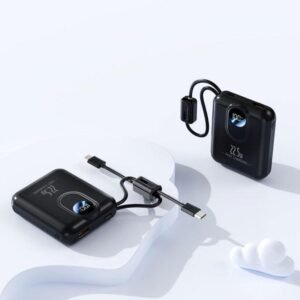 g motec y398 fast charging power bank with built in dual cables & smart led display