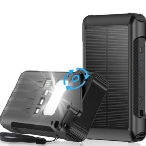 g motec2201b series hand crank solar power bank with built in cables