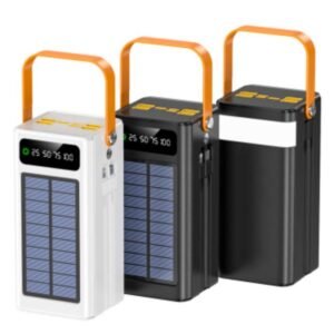 g motec dx183 high capacity solar power station power bank with carrying handle, digital display & built in cables